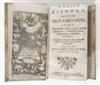 BIBLE IN GREEK. He Kaine Diatheke. Novum Testamentum. 1751. Small-print pocket edition in contemporary painted vellum binding.